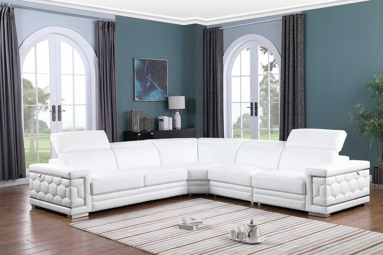 Favo White Leather Sectional - Image 1