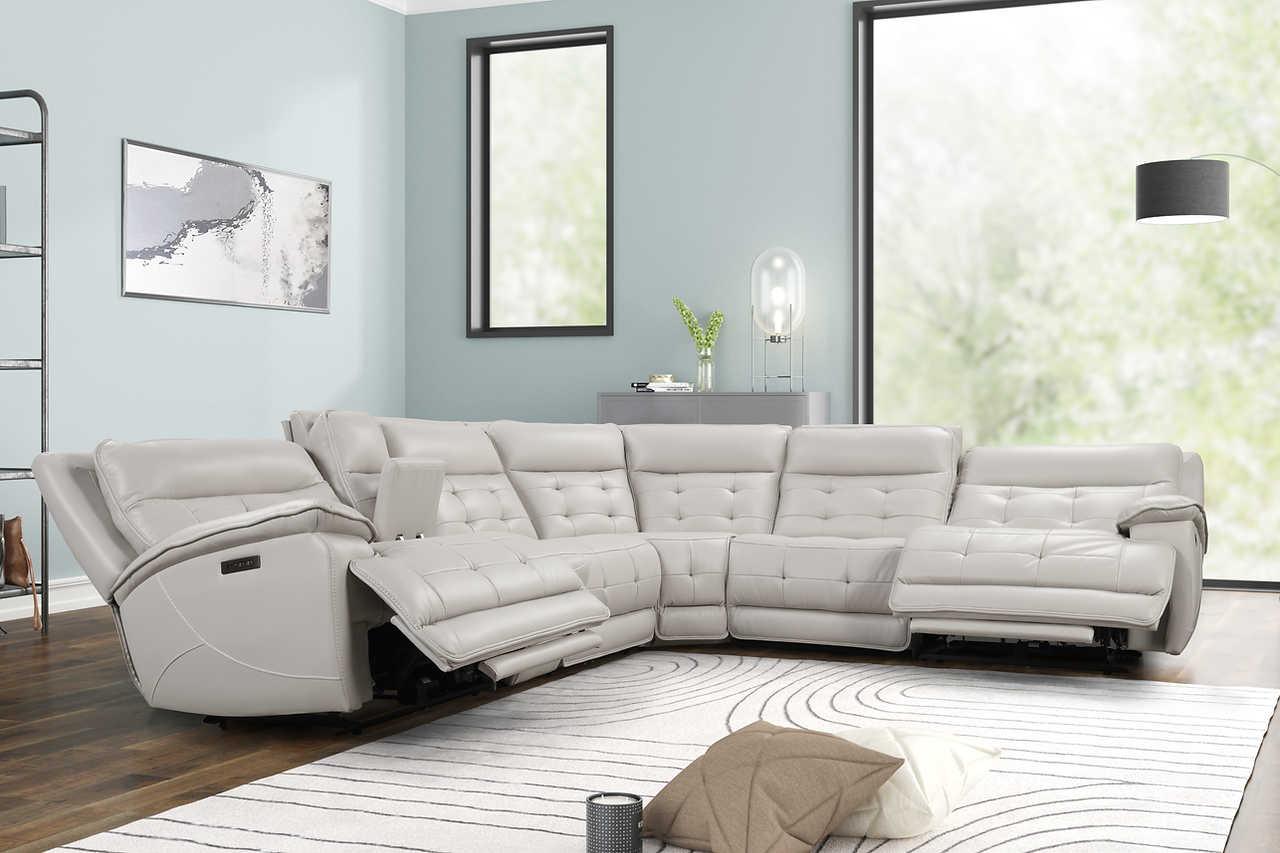 Starlight Sand Reclining Sectional w Power Adj Headrest - Image 2