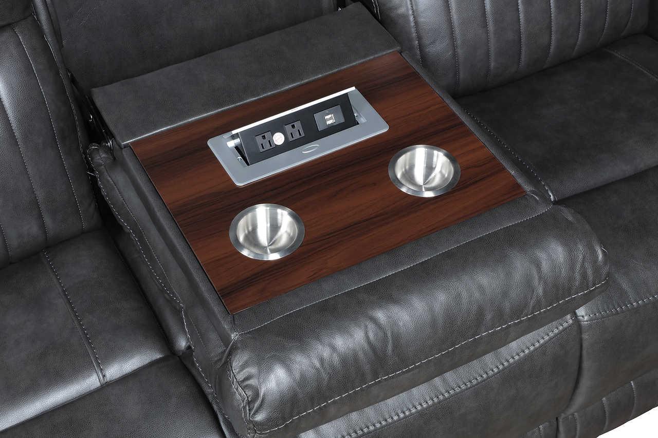 Ethan Dark Grey Air Leather 3-Piece Reclining Set - Image 2