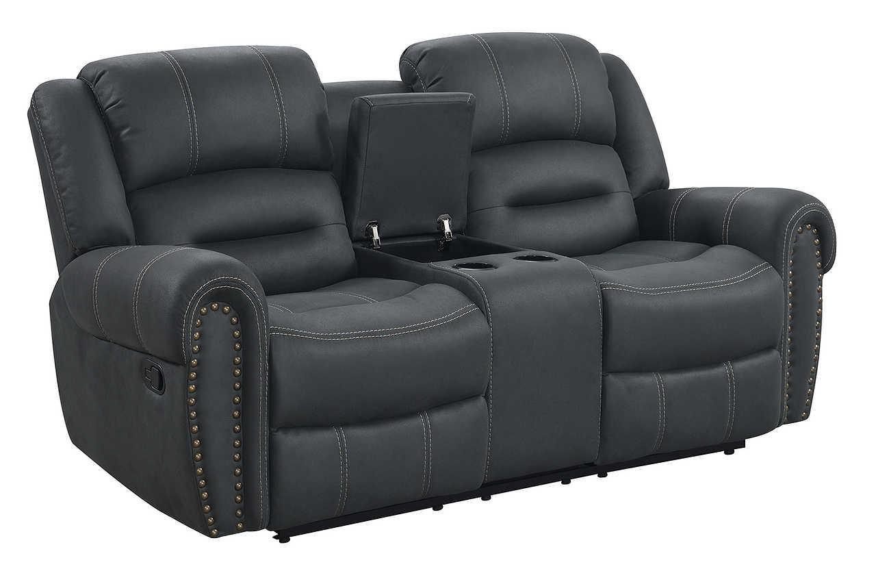 Houston Dark Gray Reclining Loveseat - Image 1