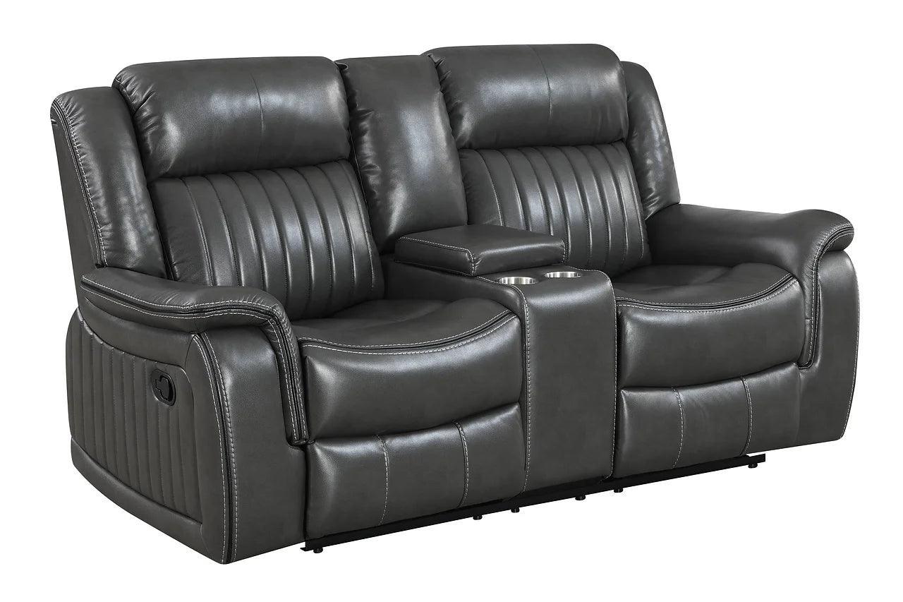 Lavon Gray Faux Leather 3-Piece Reclining Set - Image 3