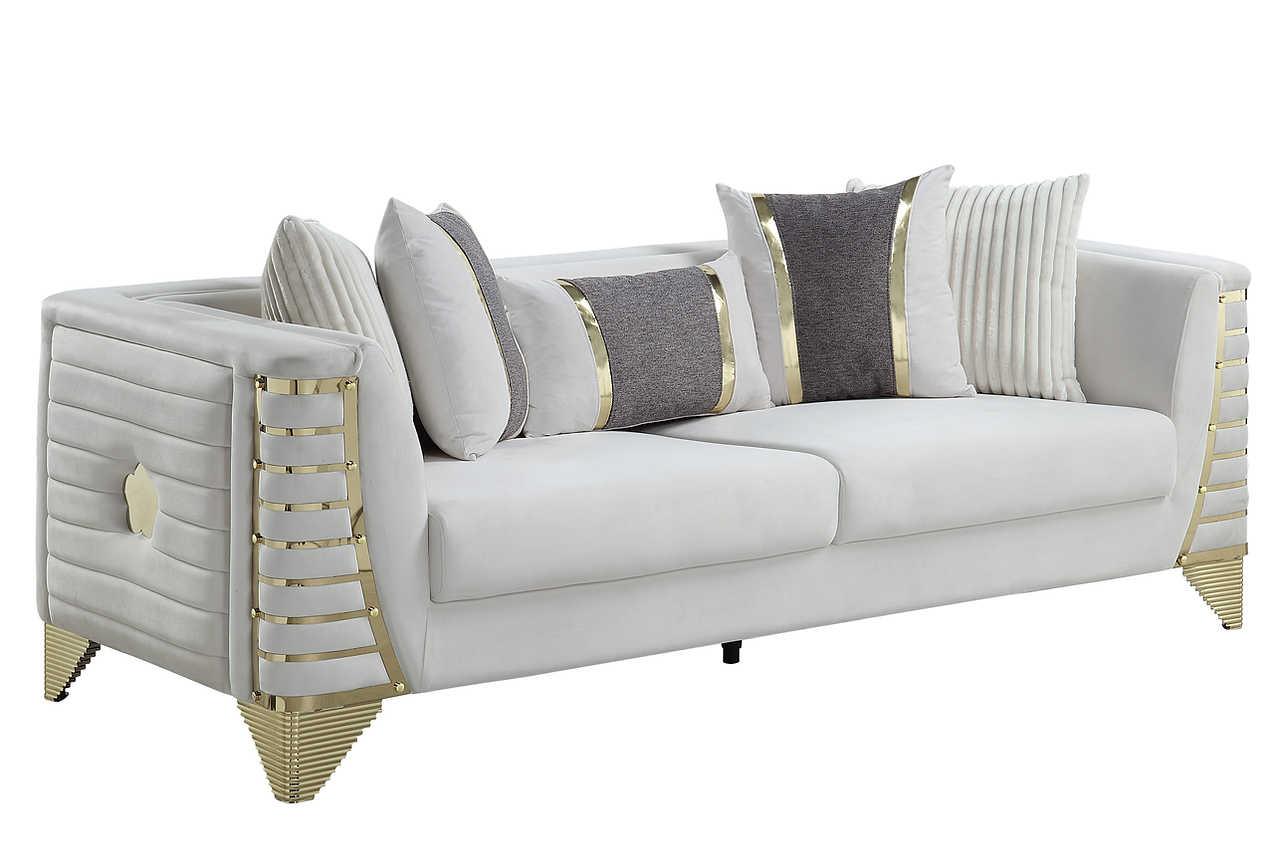 Donovan Cream Velvet Living Room Set - Image 2
