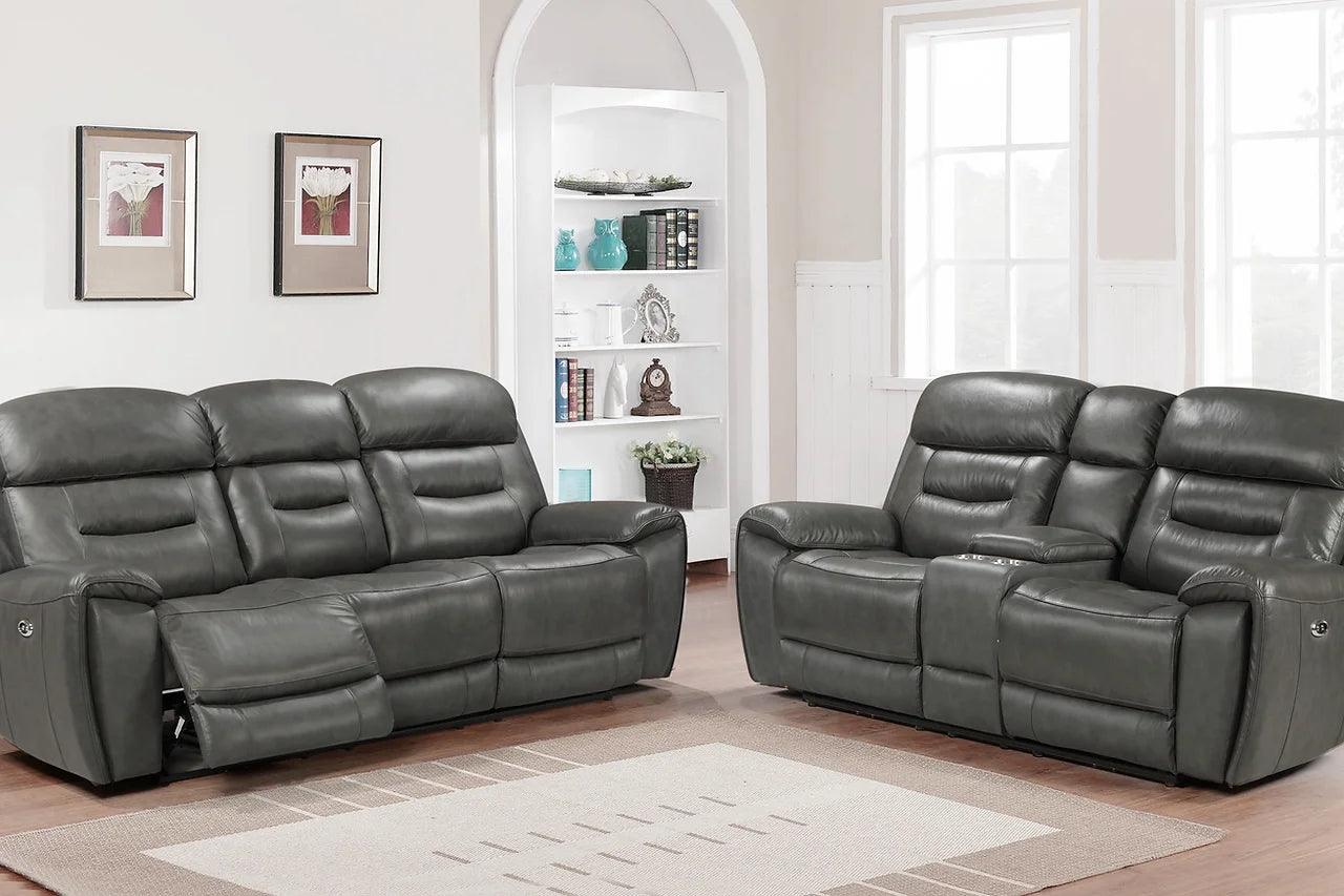 Rosewood Gray Faux Leather Power Reclining Set - Image 2