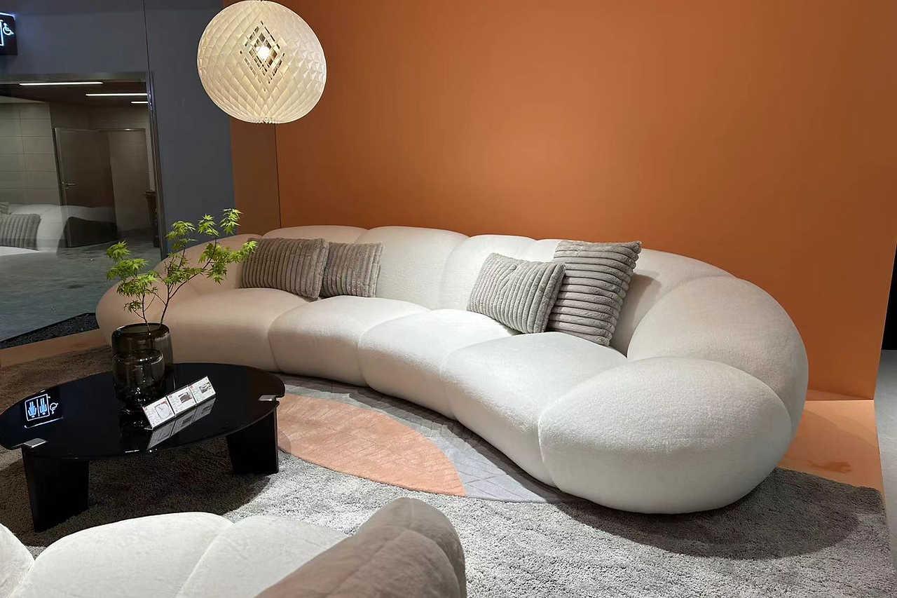 Big Cloud White Soft Fur Fabric Oversize Sectional - Image 1