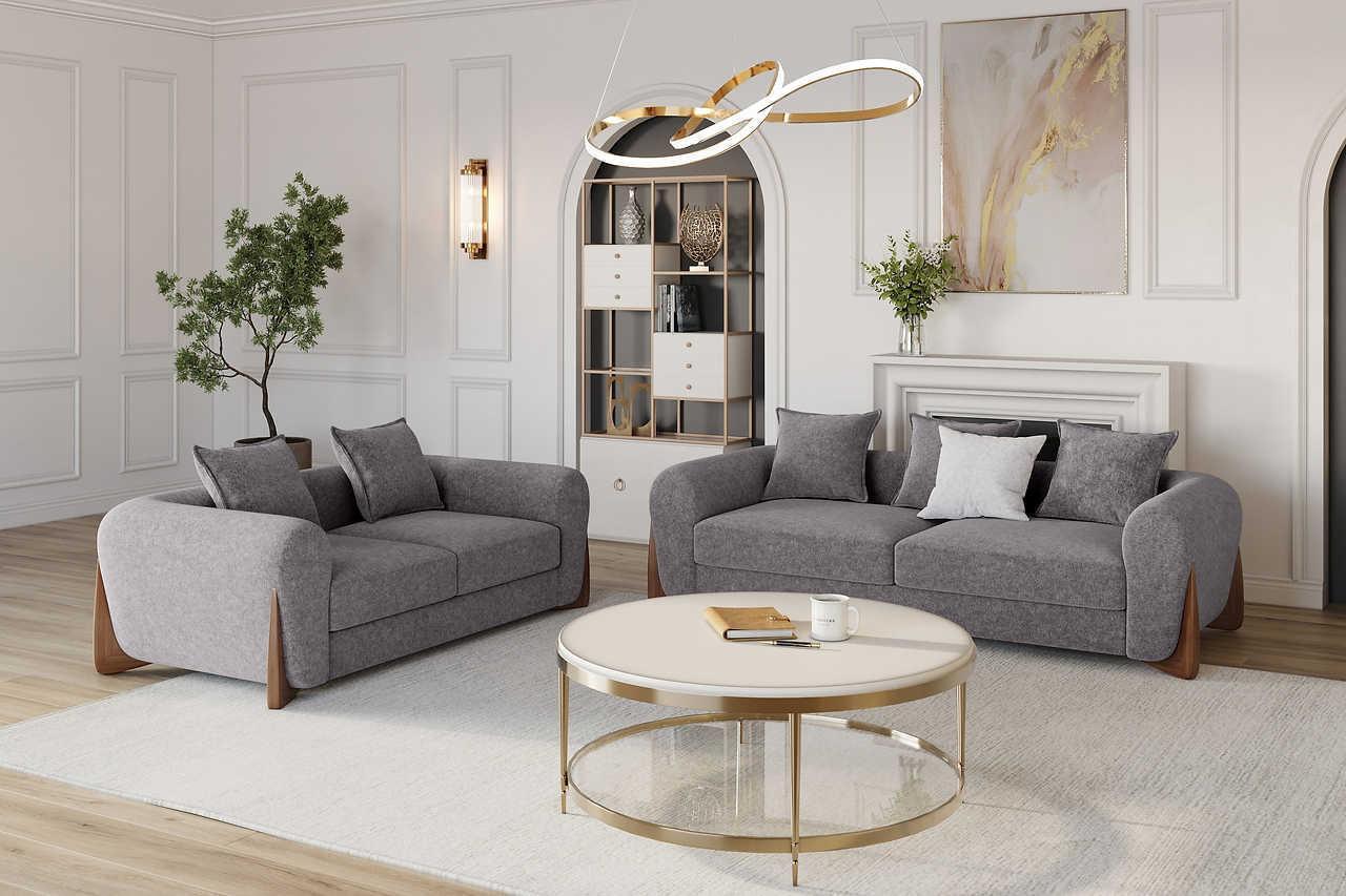 Stylus Pewter Fabric 2-Piece Living Room Set - Image 1