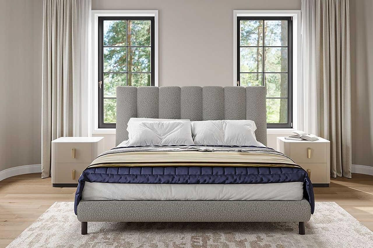 Cato Gray Upholstered Platform King Bed - Image 1