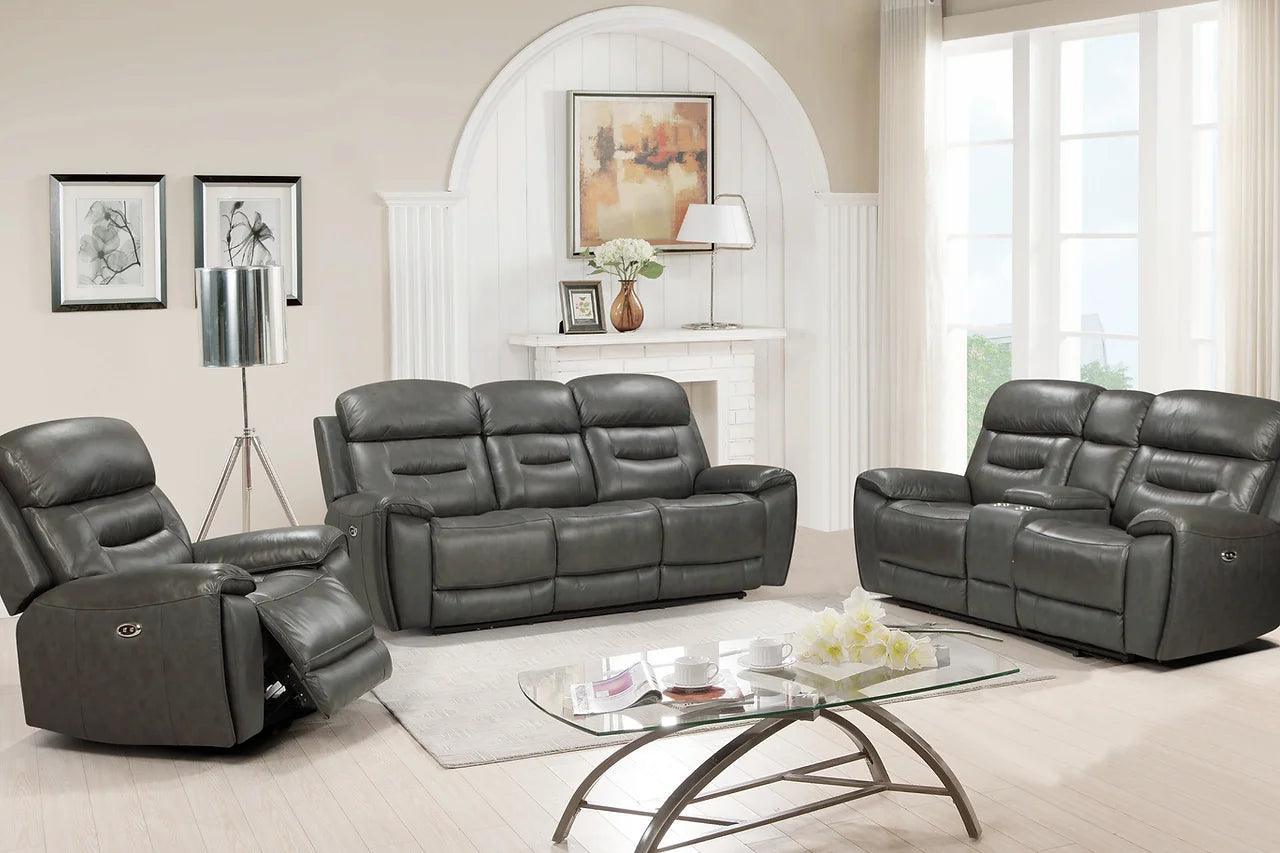 Rosewood Gray Faux Leather Power Reclining Set - Image 1
