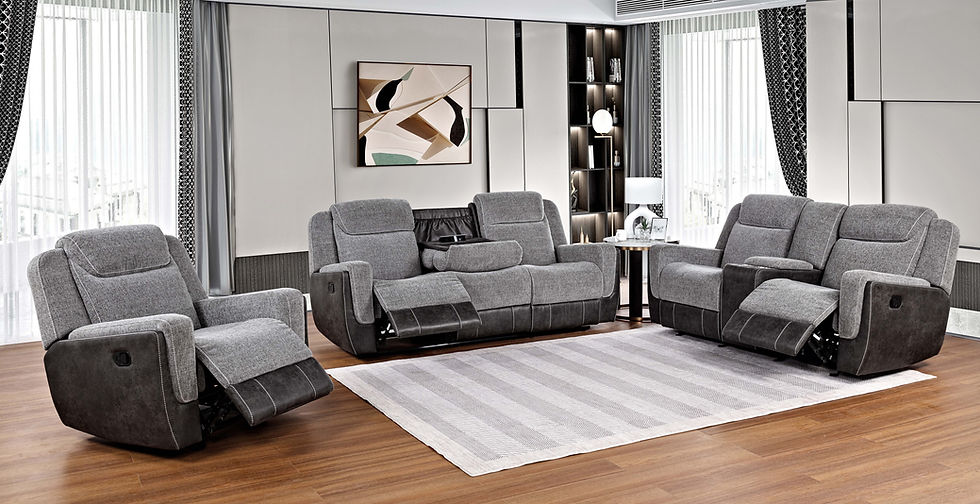 Nisa Gray Chenille Reclining Set - Image 1