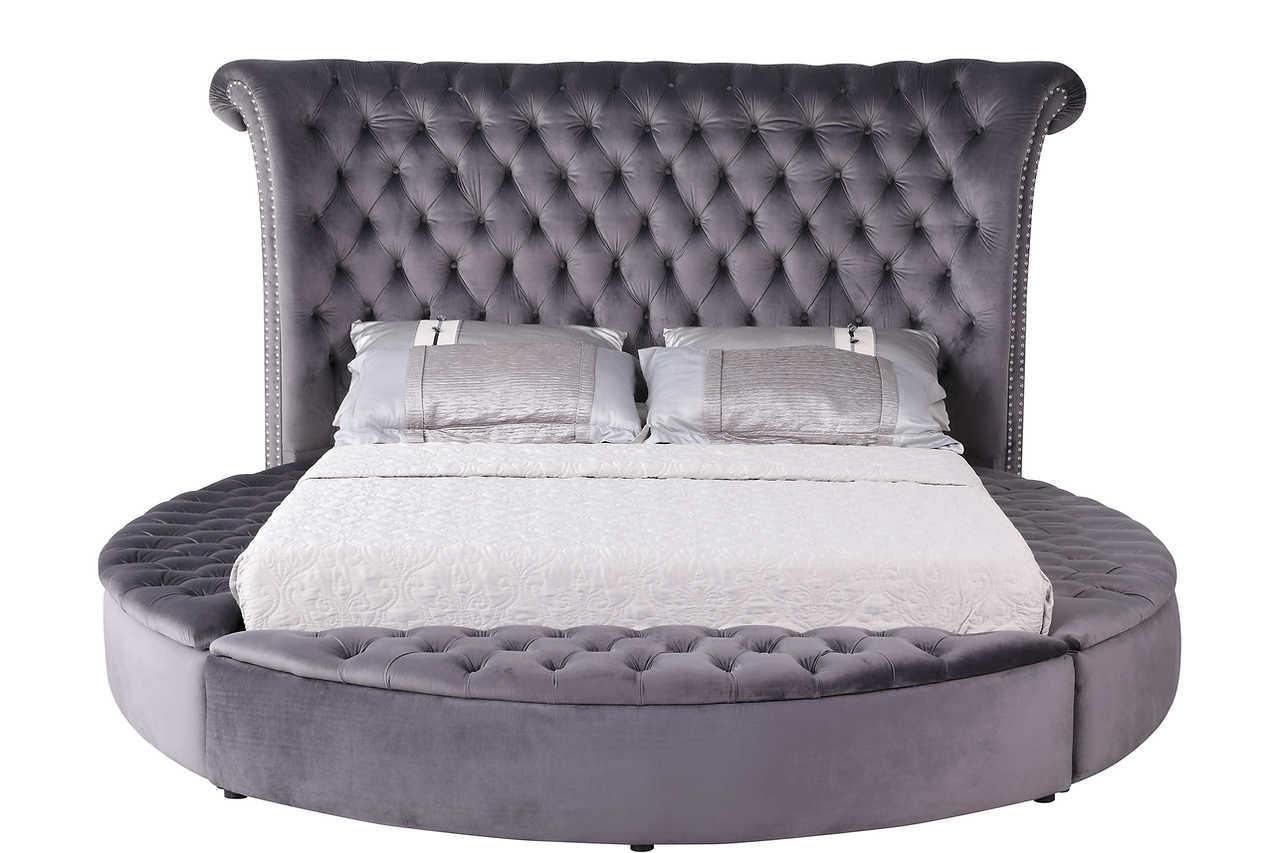 Lux Gray Velvet Upholstered Tufted Storage King Bed - Image 2