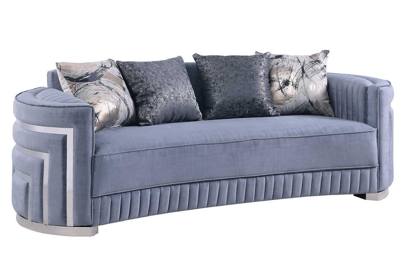 Minerva Grey Velvet Living Room Set - Image 3