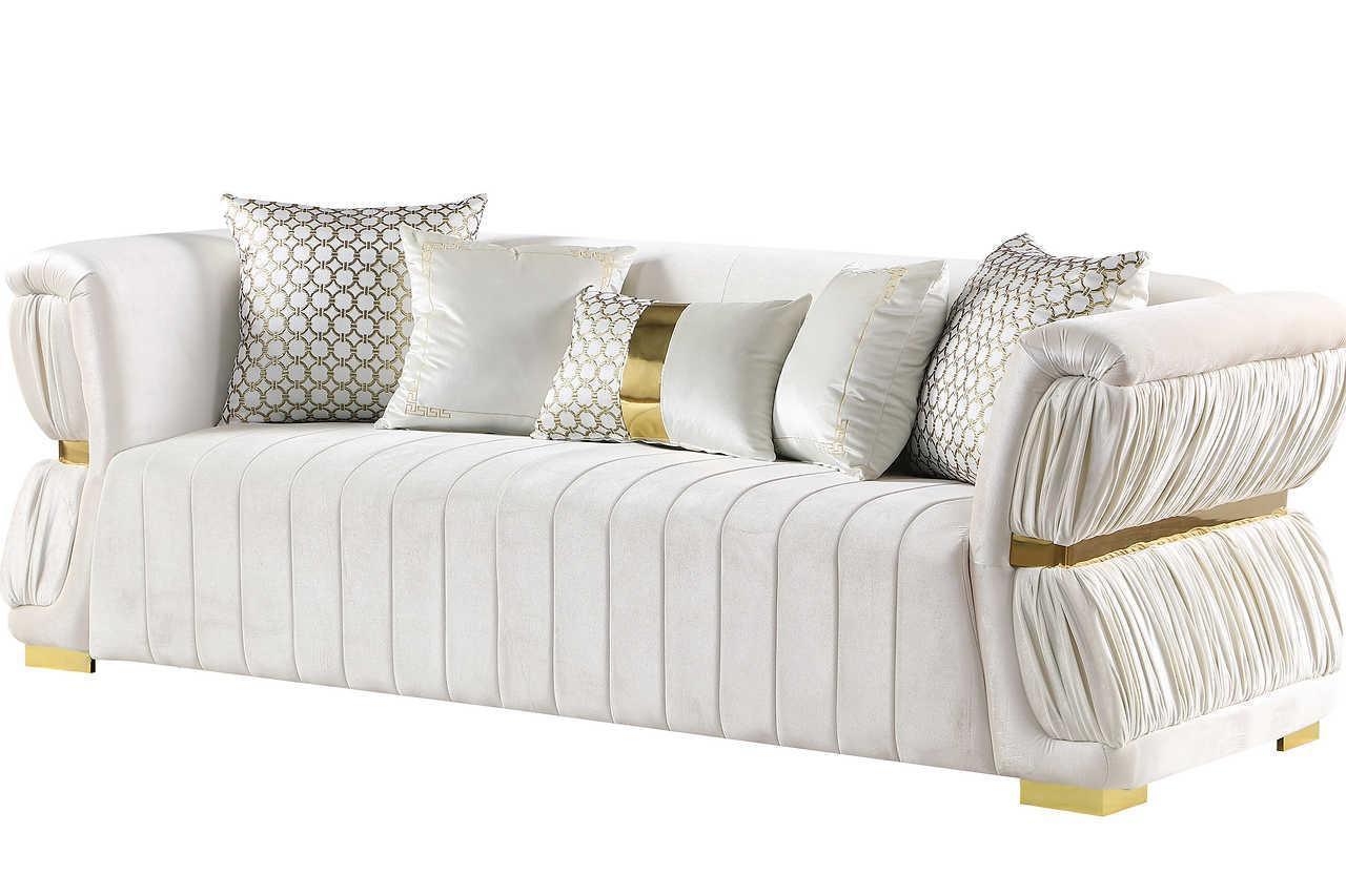 Anna White Velvet 2-Piece Living Room Set - Image 3