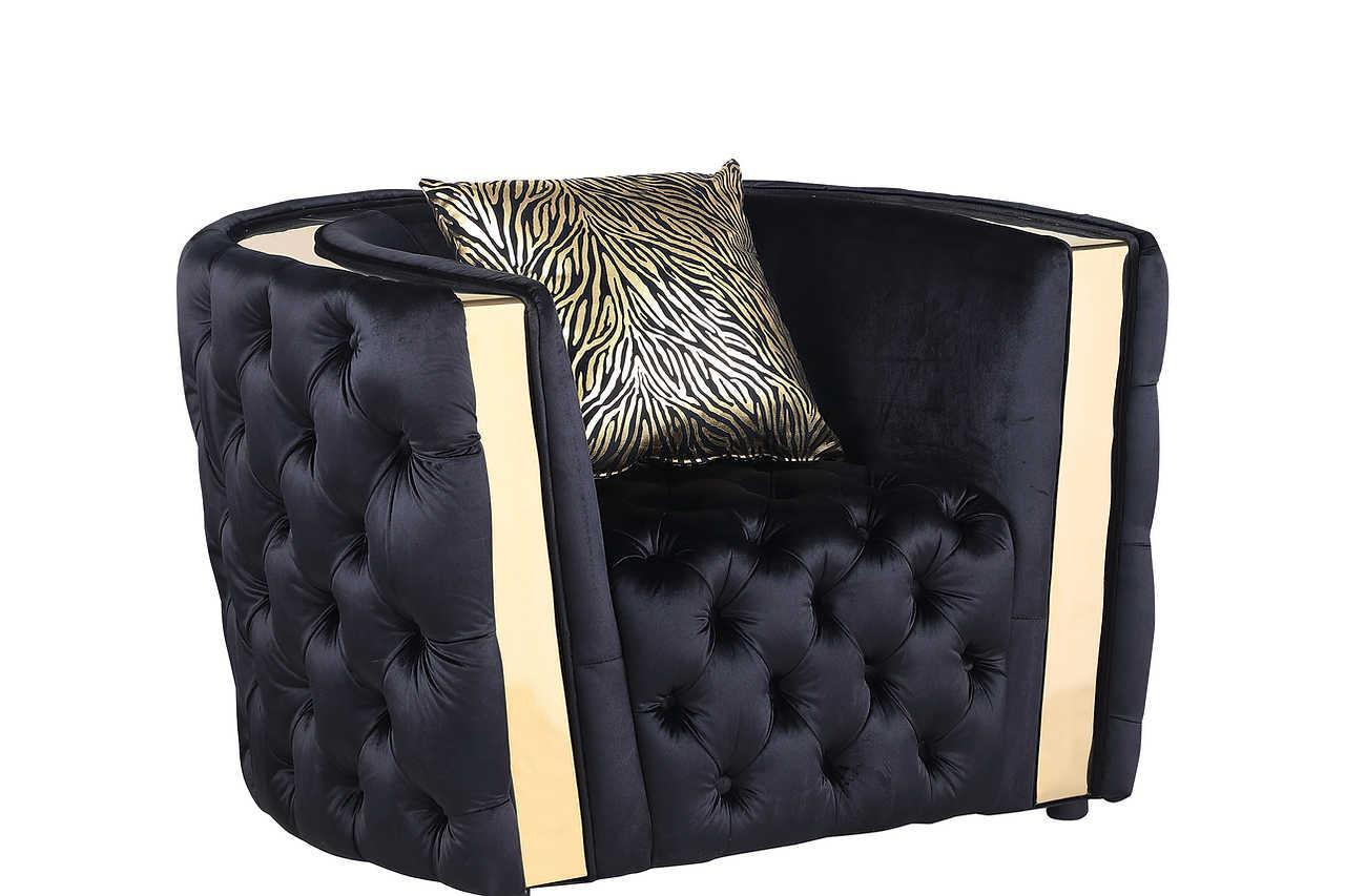 Roka Black Tufted Reclining Living Room Set - Image 3