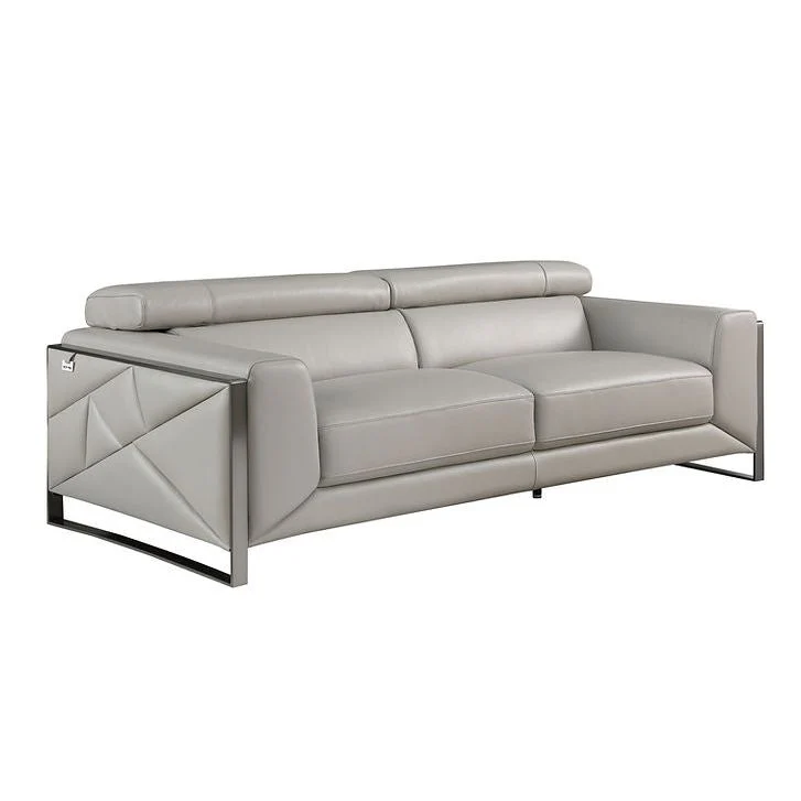 Giorgio Light Gray Leather Sofa - Image 3