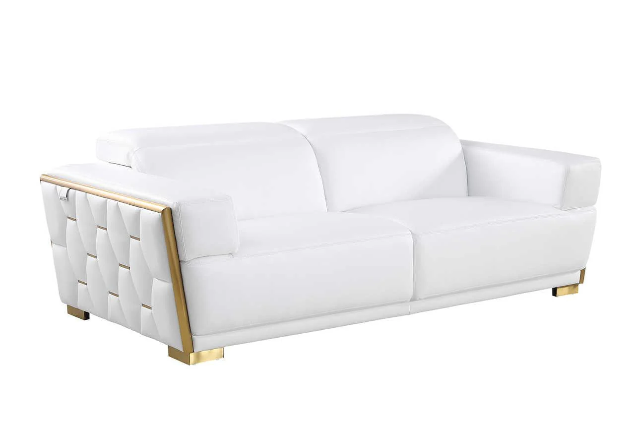 Hexor White Leather Living Room Set - Image 3