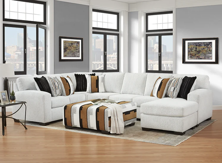 Shay Arctic Beige Ottoman - Image 1