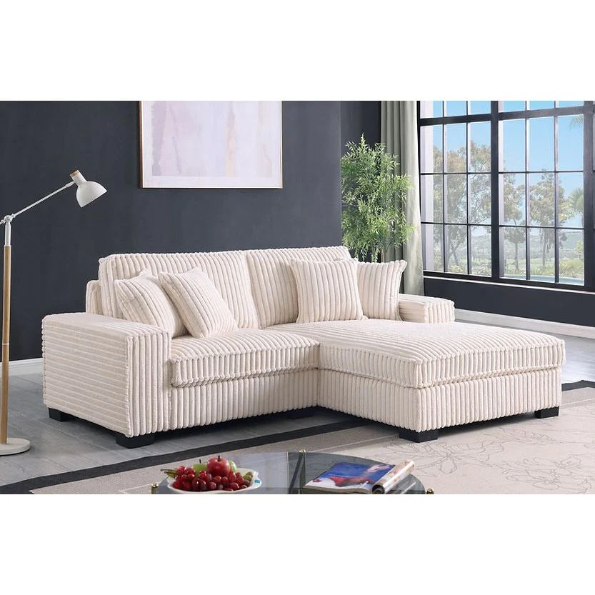 Comfy II Cream Corduroy Fabric Sectional - Image 1