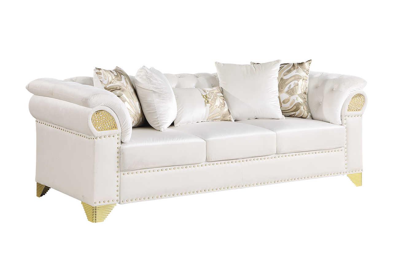 Emma Cream Velvet Living Room Set - Image 3