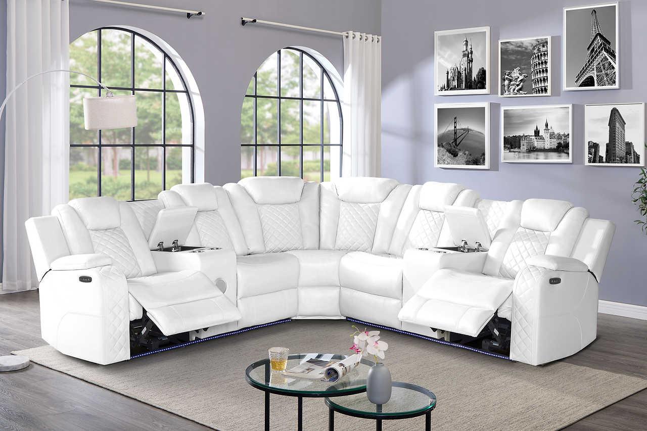 Eclipse White Air Leather Reclining Set - Image 1