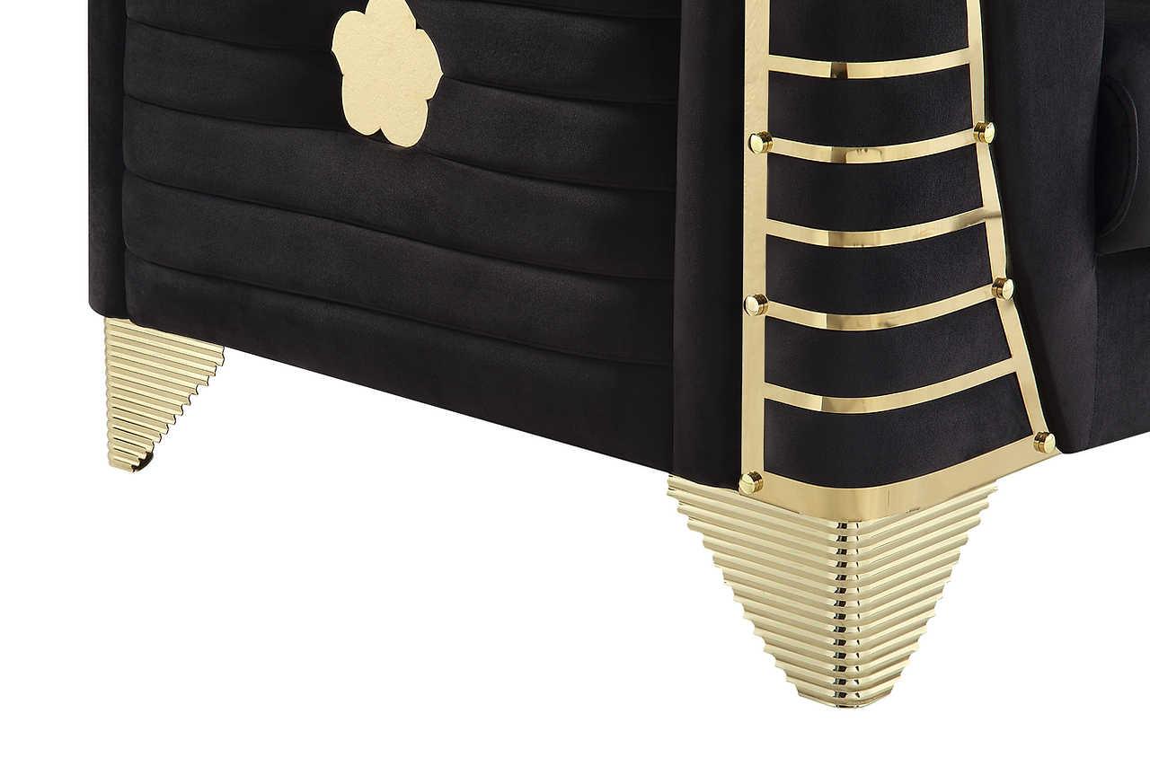 Donovan Black Velvet Living Room Set - Image 3