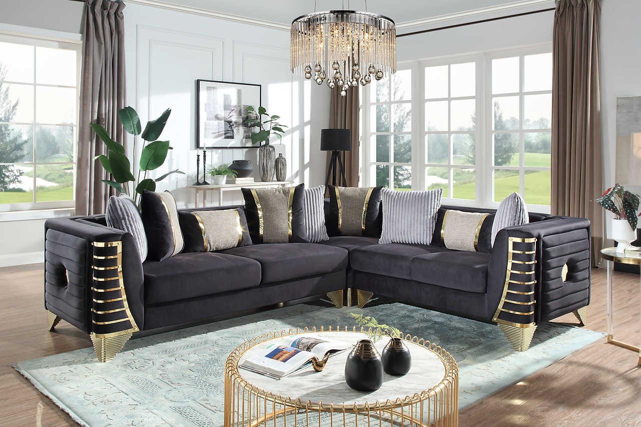 Donovan Black 3-Piece Sectional - Image 1