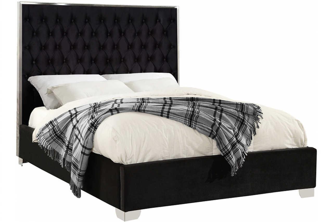 Rose Black Upholstered Tufted Platform Queen Bed - Image 2