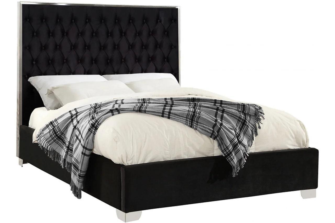 Rose Black Upholstered Platform King Bed - Image 2
