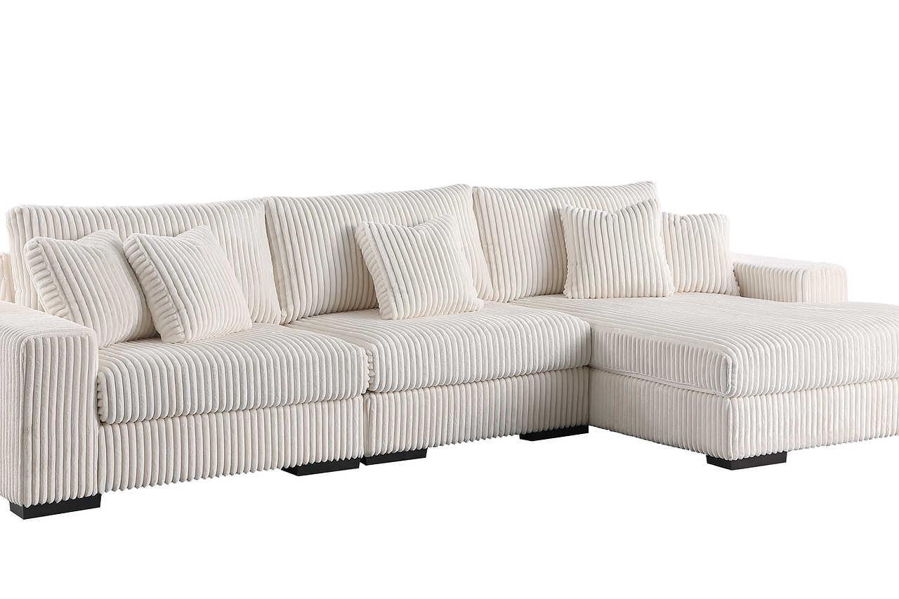 Comfy Ivory 3-Piece Upholstered Sectional - Image 2