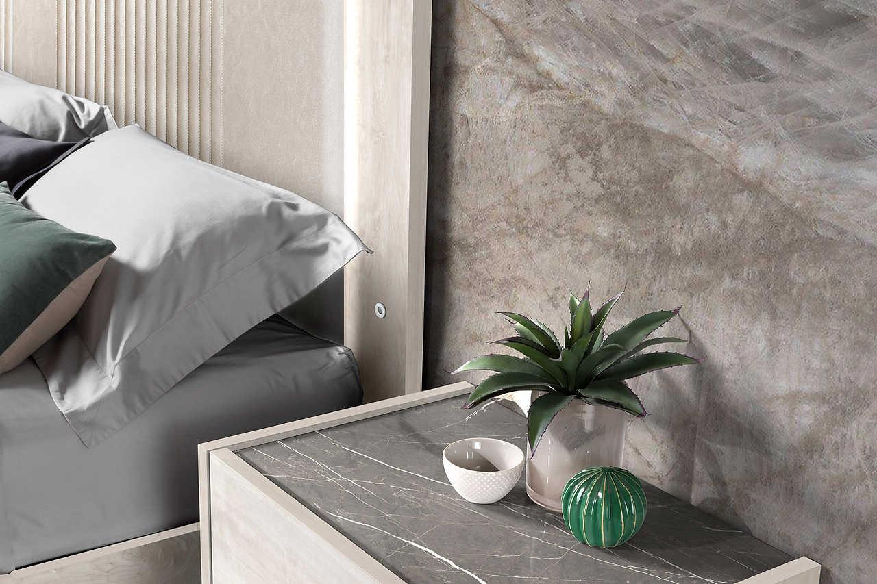 Christine Beige Upholstered LED Bedroom Set - Image 2