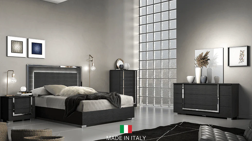Antonella Black LED Italian Bedroom Set