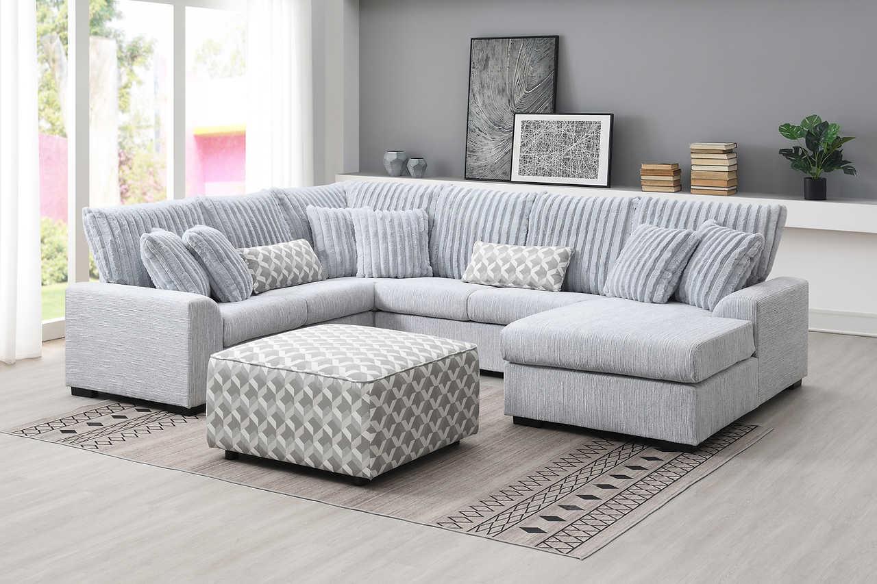 Brady Grey Fabric Ottoman - Image 2