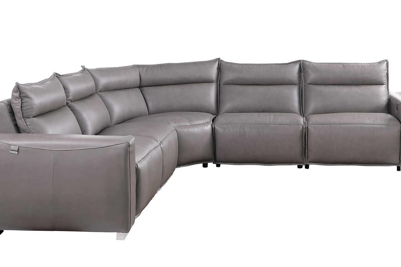 Sierra Gray Leather Reclining Sectional - Image 2