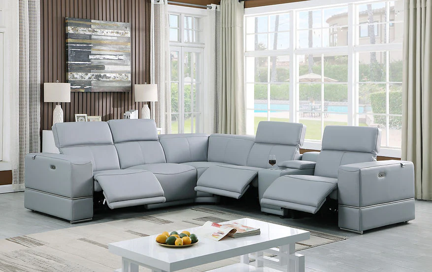 Franco Light Blue 6-Piece 3 Power Sectional