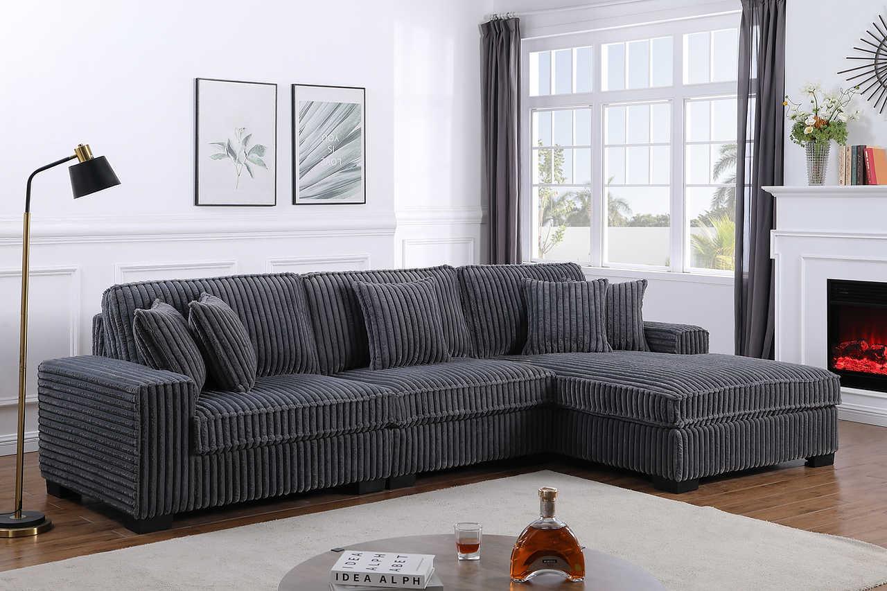 Comfy II Grey 3-Piece Sectional - Image 1