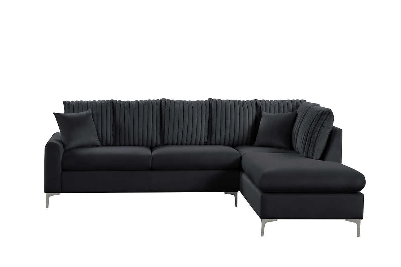 Elina Black Velvet Sectional - Image 2