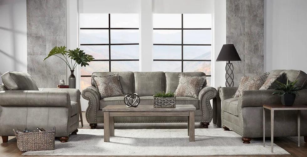 Goliath Mica Gray Upholstered Loveseat - Image 1