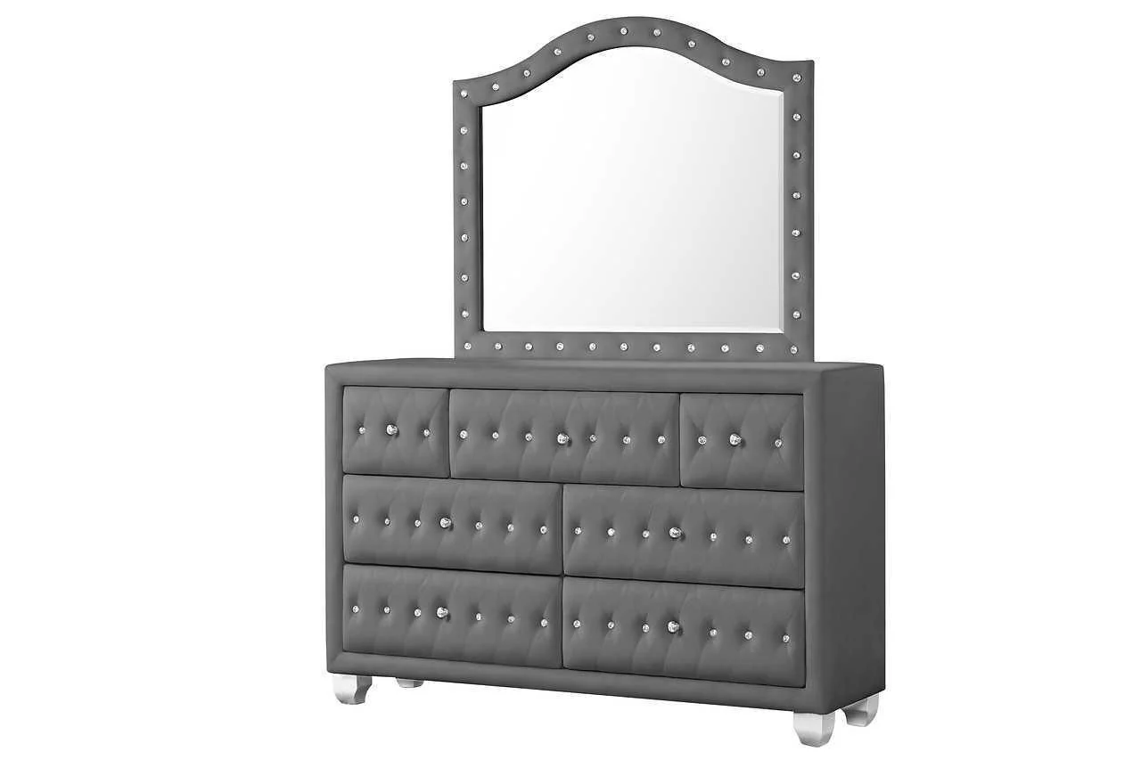 Olivia Gray Velvet Tufted Wingback Platform Bedroom Set - Image 3