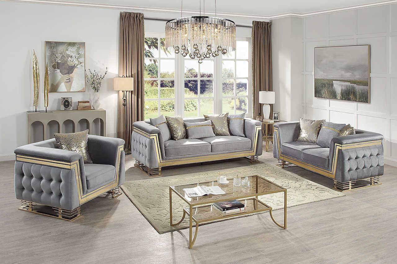 Ashton Grey Gold Upholstered Chair - Image 2