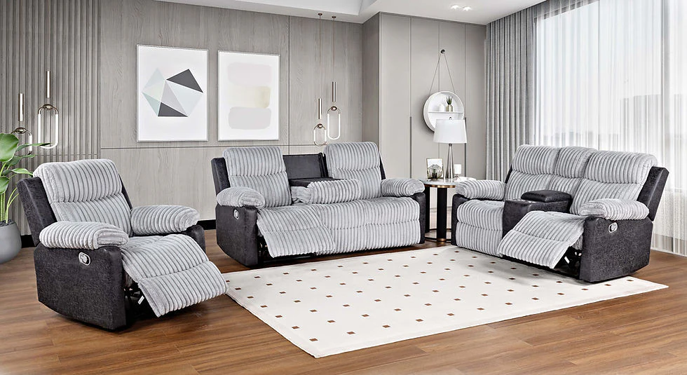 Lexy Gray Microfiber Reclining Set - Image 1