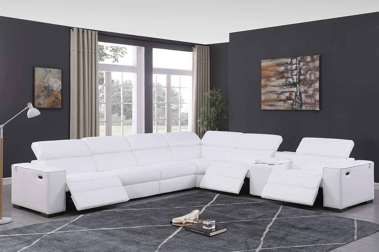 Picasso White 7-Piece 3 Power Reclining Sectional - Image 1