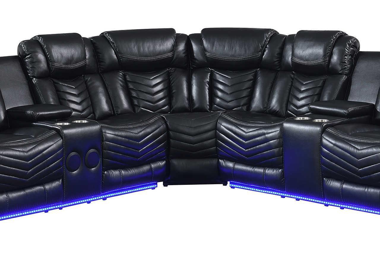 Lucky Charm Black Power Reclining Sectional - Image 3
