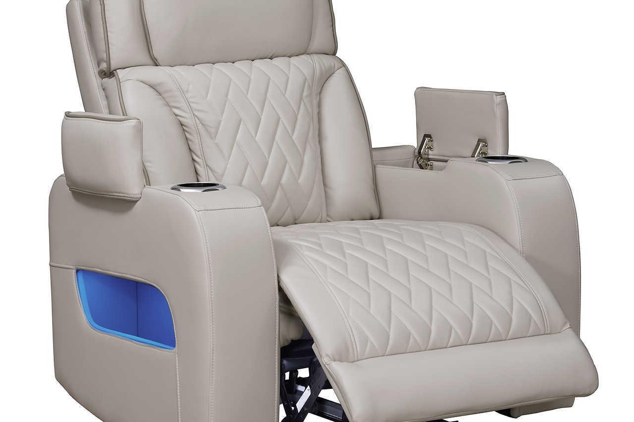 Skyline Beige Leather Power Recliner - Image 1