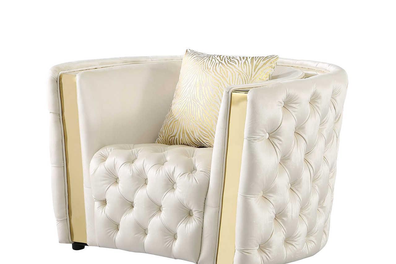Roka White Tufted Chair - Image 1