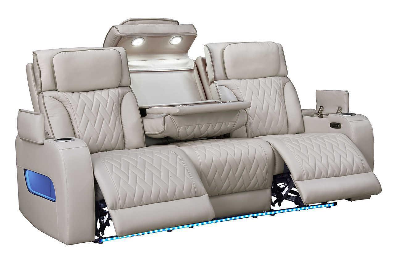 Skyline Beige Leather Power Reclining Loveseat - Image 2