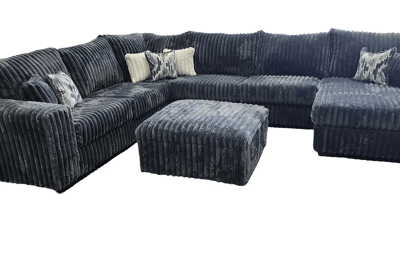 Texan Gray Corduroy Ottoman - Image 2