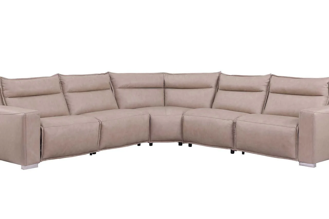 Sierra Beige Leather Reclining Sectional - Image 2