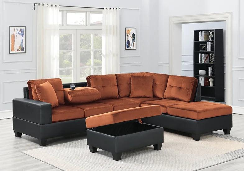 Grand Parkway Light Brown Sectional With Storage Ottoman - Image 1