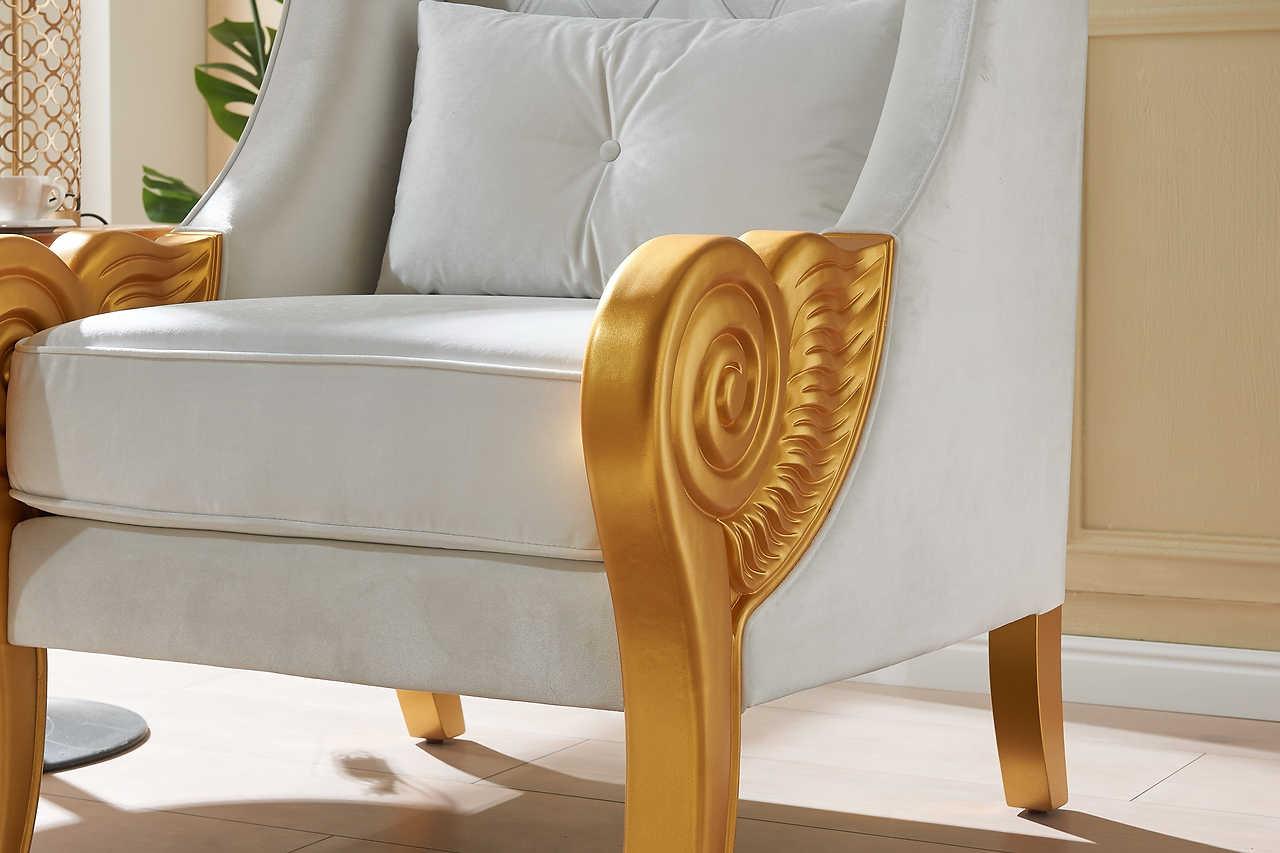 Throne White 62.5" Tall Accent Chair - Image 3