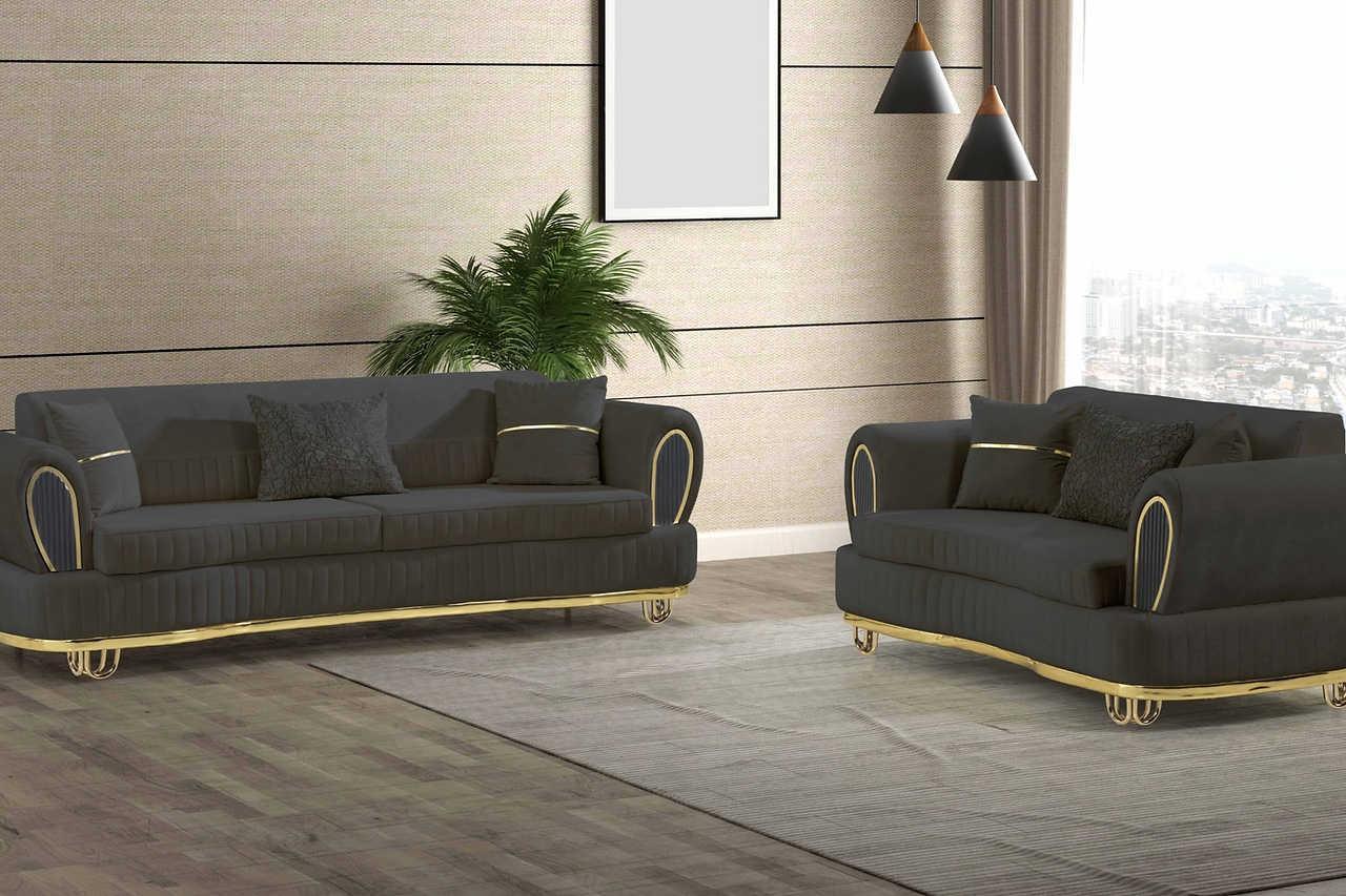 Kelebek Gray Gold Upholstered Chair - Image 2