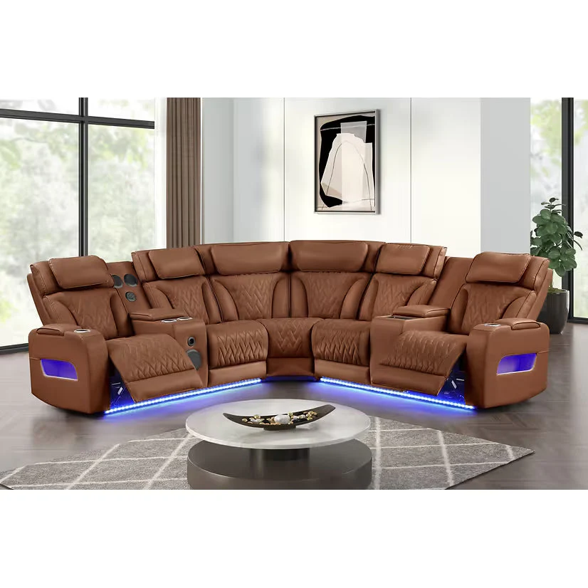 Skyline Brown Caramel Power Reclining Sectional - Image 1