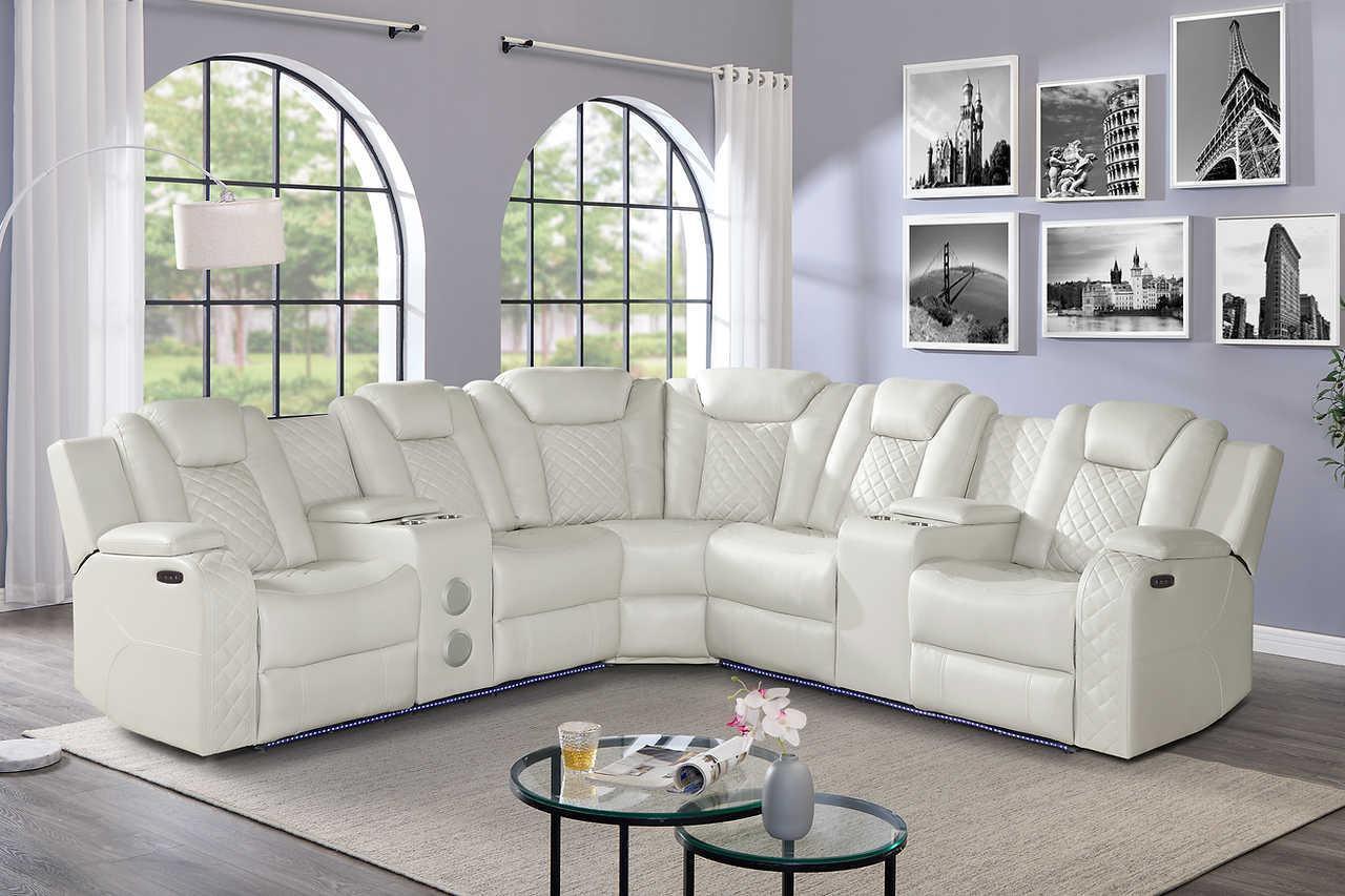 Eclipse Sand Leather 3-Piece Power Reclining Sectional - Image 2